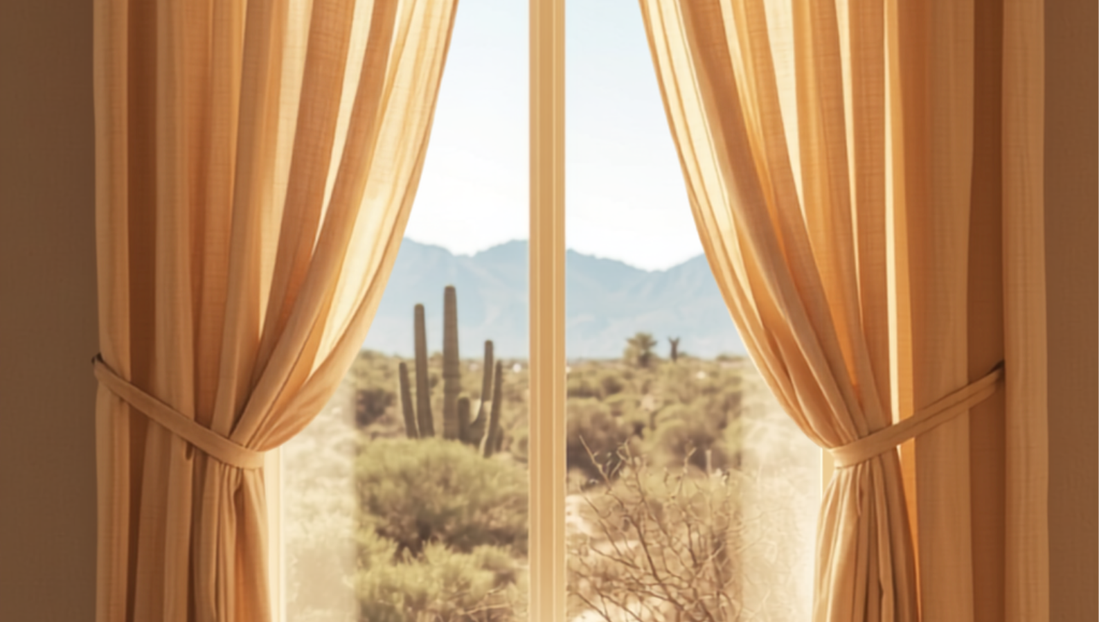 Closing blinds to keep a Southern Arizona home cool during a summer heat wave